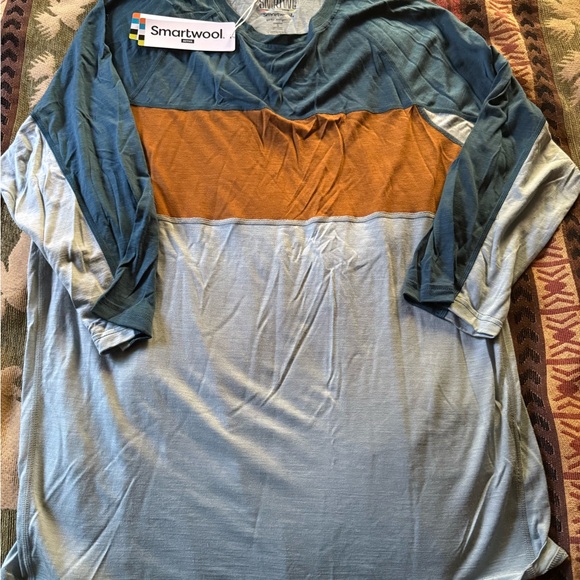 Smartwool Men's Long Sleeve Shirt - Teal, Brown, and Light Blue - Picture 1 of 3